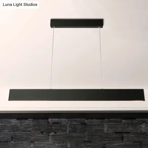 Modern Black LED Pendant Light Fixture for Dining Room - 36"/47" Wide Blade - Hanging Ceiling Light in Warm/White