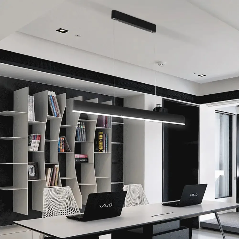 Modern Black LED Pendant Light Fixture for Dining Room - 36"/47" Wide Blade - Hanging Ceiling Light in Warm/White