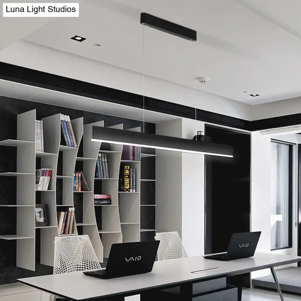 Modern Black LED Pendant Light Fixture for Dining Room - 36"/47" Wide Blade - Hanging Ceiling Light in Warm/White