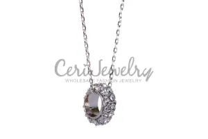 N7144 Intricate Swarovski Elements Crystal Circular Pendant Necklace