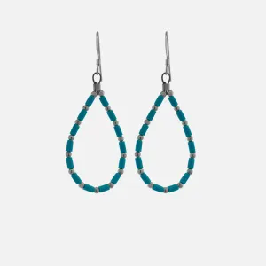 Native American Silver and Turquoise Beaded Drop Earrings