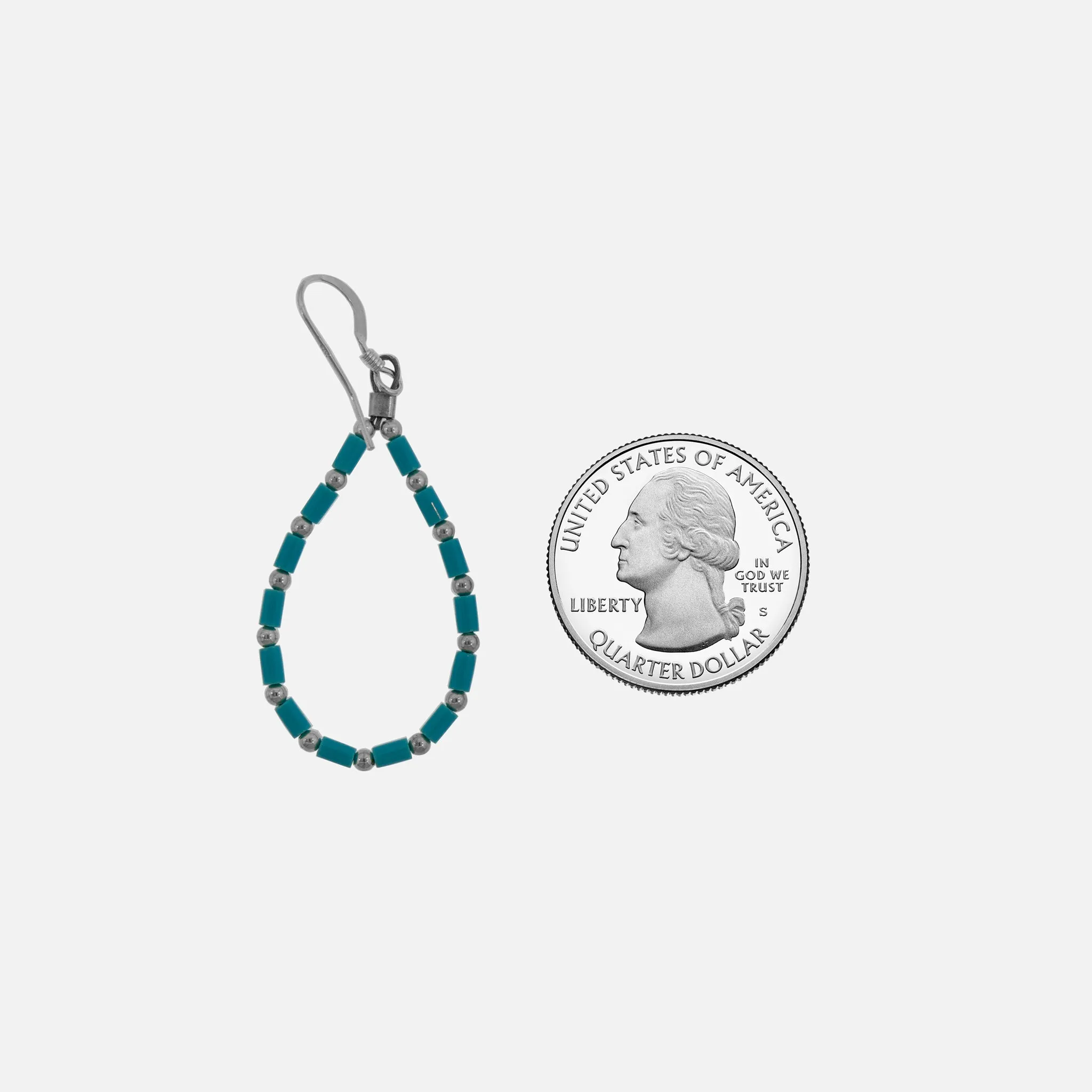 Native American Silver and Turquoise Beaded Drop Earrings