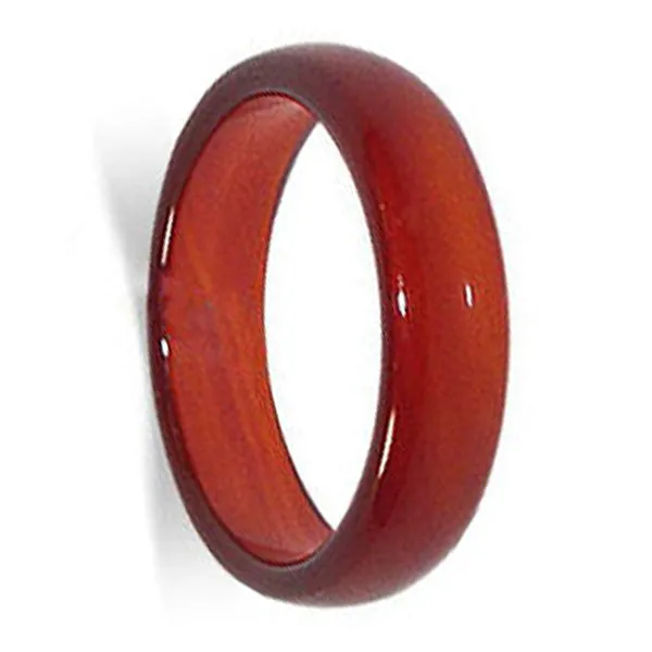 Natural Carnelian Gemstone Ring – 6mm Polished Stone Band for Men and Women – Unisex Carnelian Jewelry for Everyday Wear or Gift - KJR018