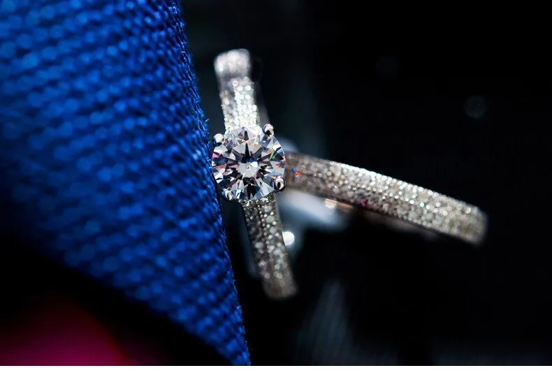 New Design Rose Gold Silver Color Round Cut AAA  Quality Luxury Wedding Ring Set