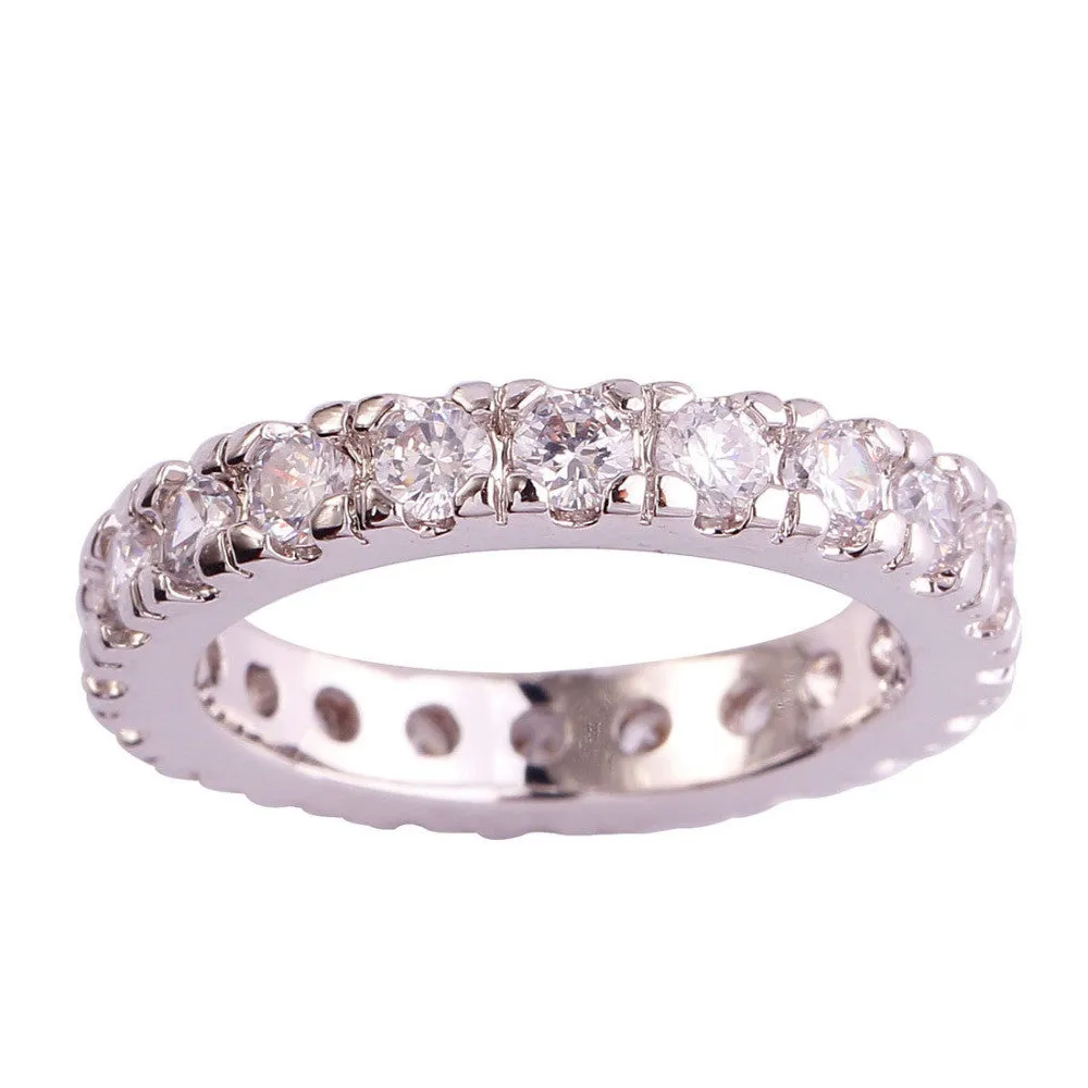 New Fashion Style Round Cut White Topaz Silver Ring Women Wedding Jewelry Rings