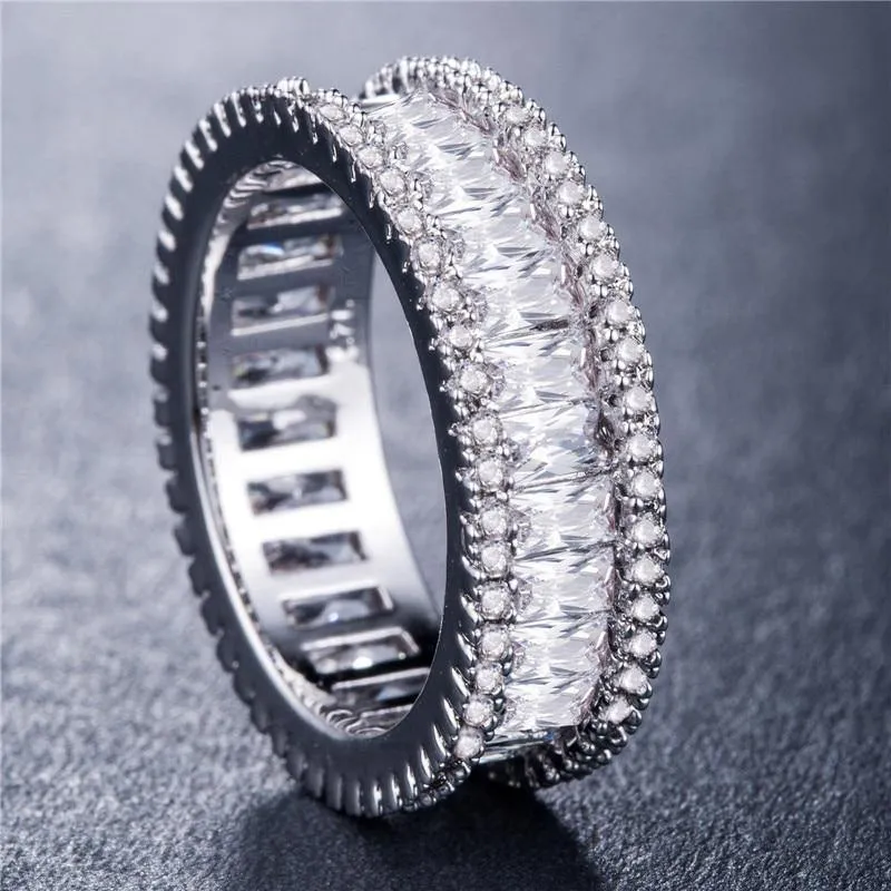 New Luxury Round Silver Eternity Ring