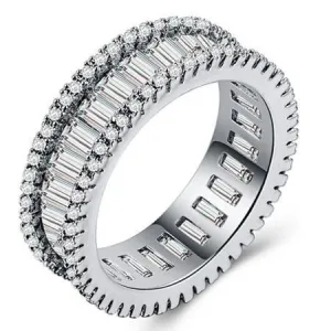 New Luxury Round Silver Eternity Ring