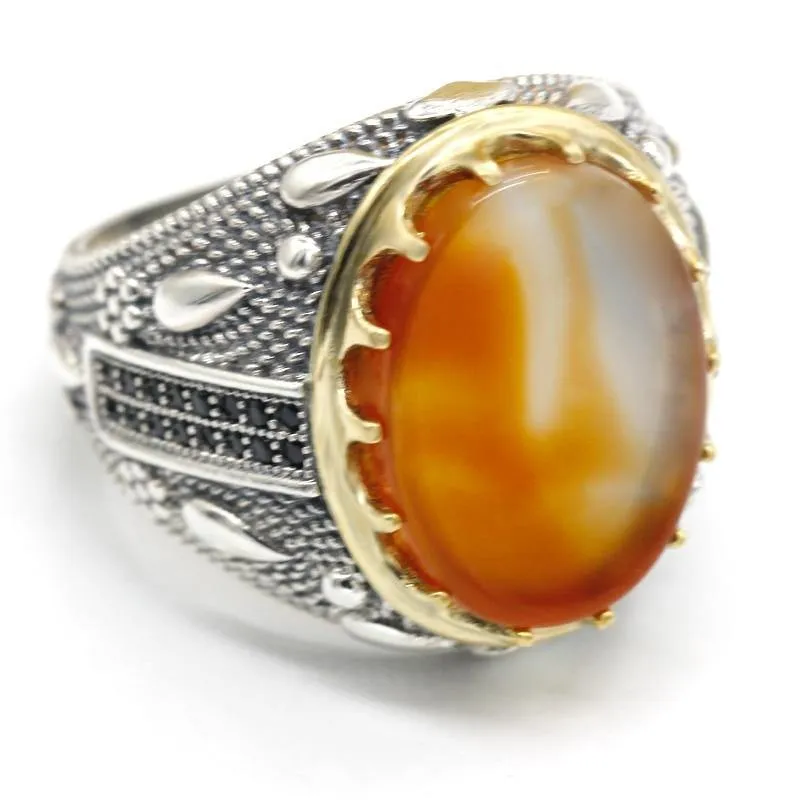 Ocean Onyx Stone Transparent CZ Crystals Ring