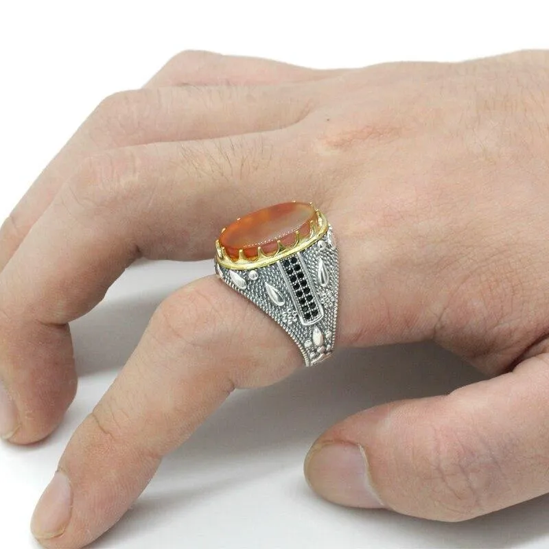 Ocean Onyx Stone Transparent CZ Crystals Ring