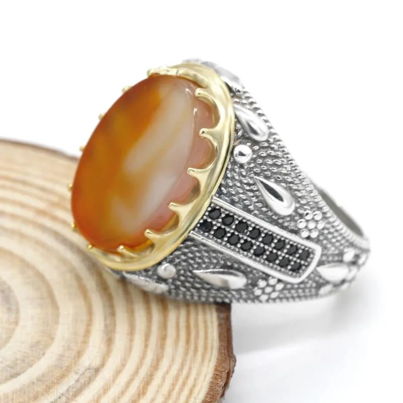 Ocean Onyx Stone Transparent CZ Crystals Ring