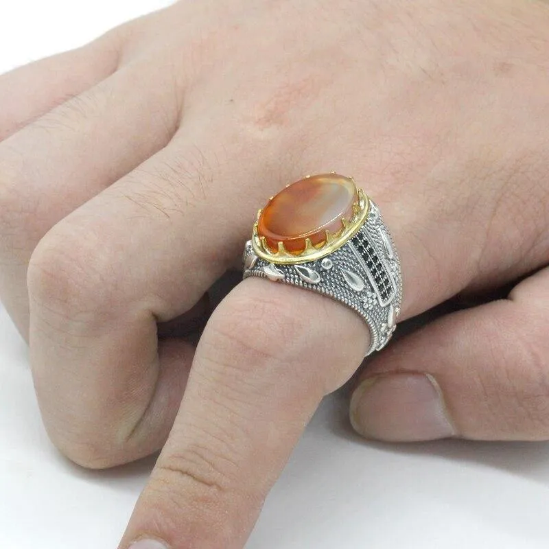 Ocean Onyx Stone Transparent CZ Crystals Ring