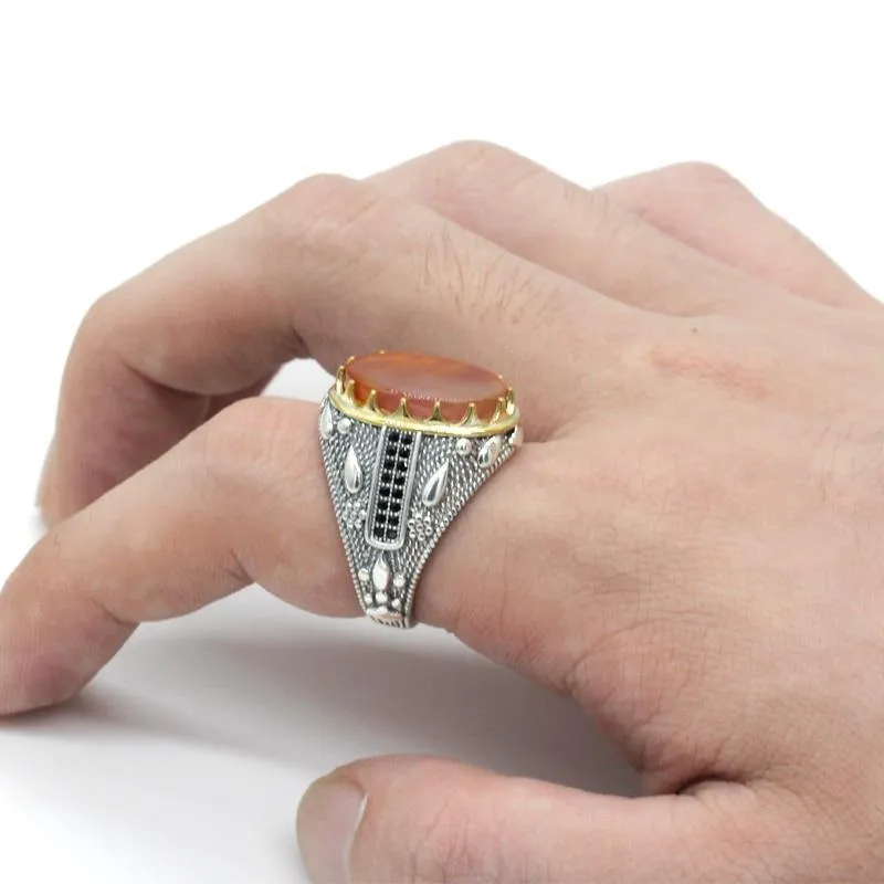 Ocean Onyx Stone Transparent CZ Crystals Ring