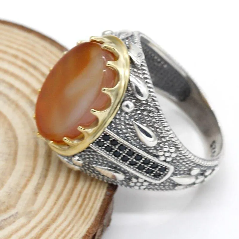 Ocean Onyx Stone Transparent CZ Crystals Ring
