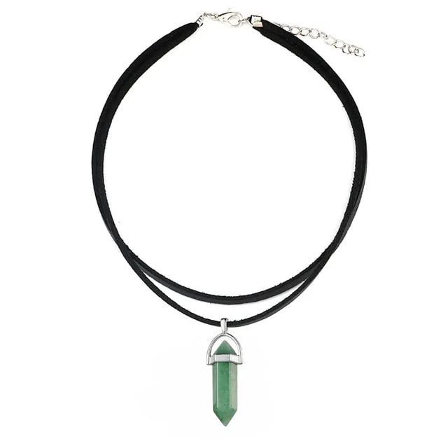 Opal Hexagonal Column Stone Choker Necklace Women New Jewelry Gift