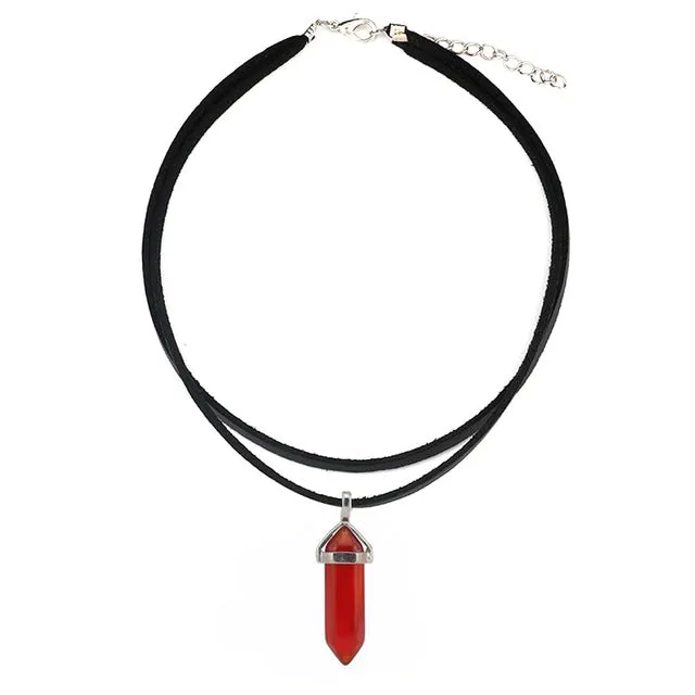 Opal Hexagonal Column Stone Choker Necklace Women New Jewelry Gift