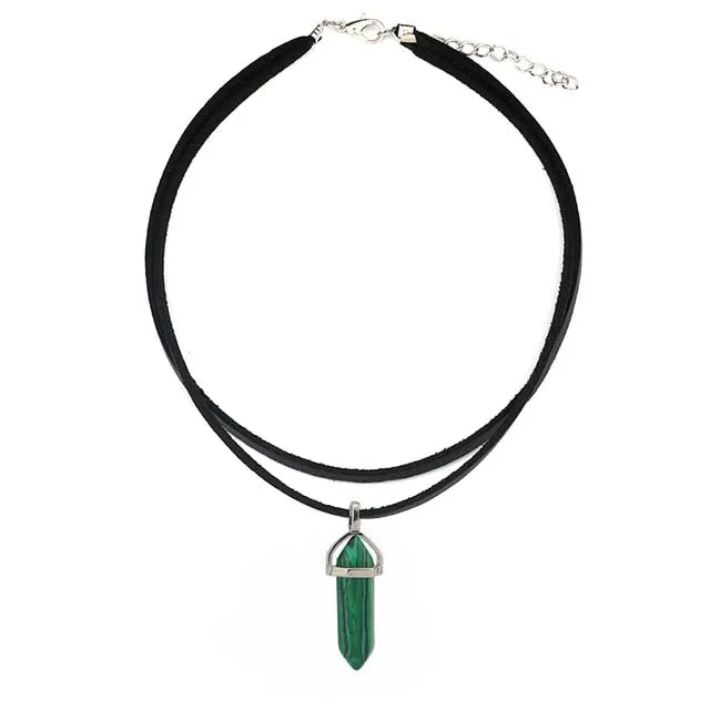Opal Hexagonal Column Stone Choker Necklace Women New Jewelry Gift