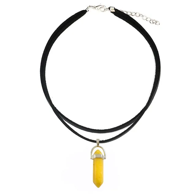 Opal Hexagonal Column Stone Choker Necklace Women New Jewelry Gift