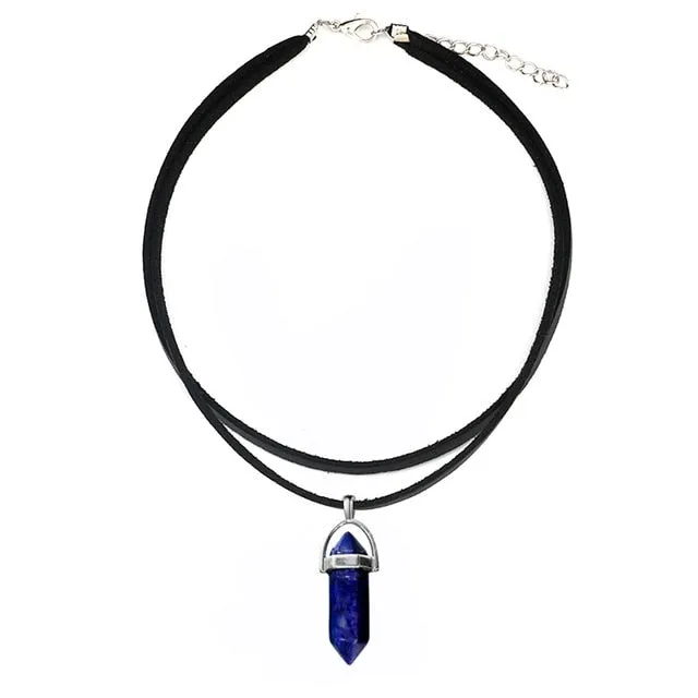 Opal Hexagonal Column Stone Choker Necklace Women New Jewelry Gift