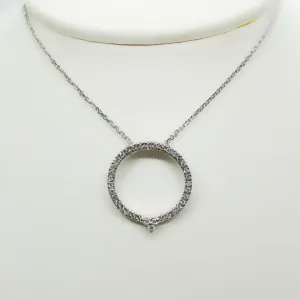 Open Circle Diamond Necklace in 14k Gold