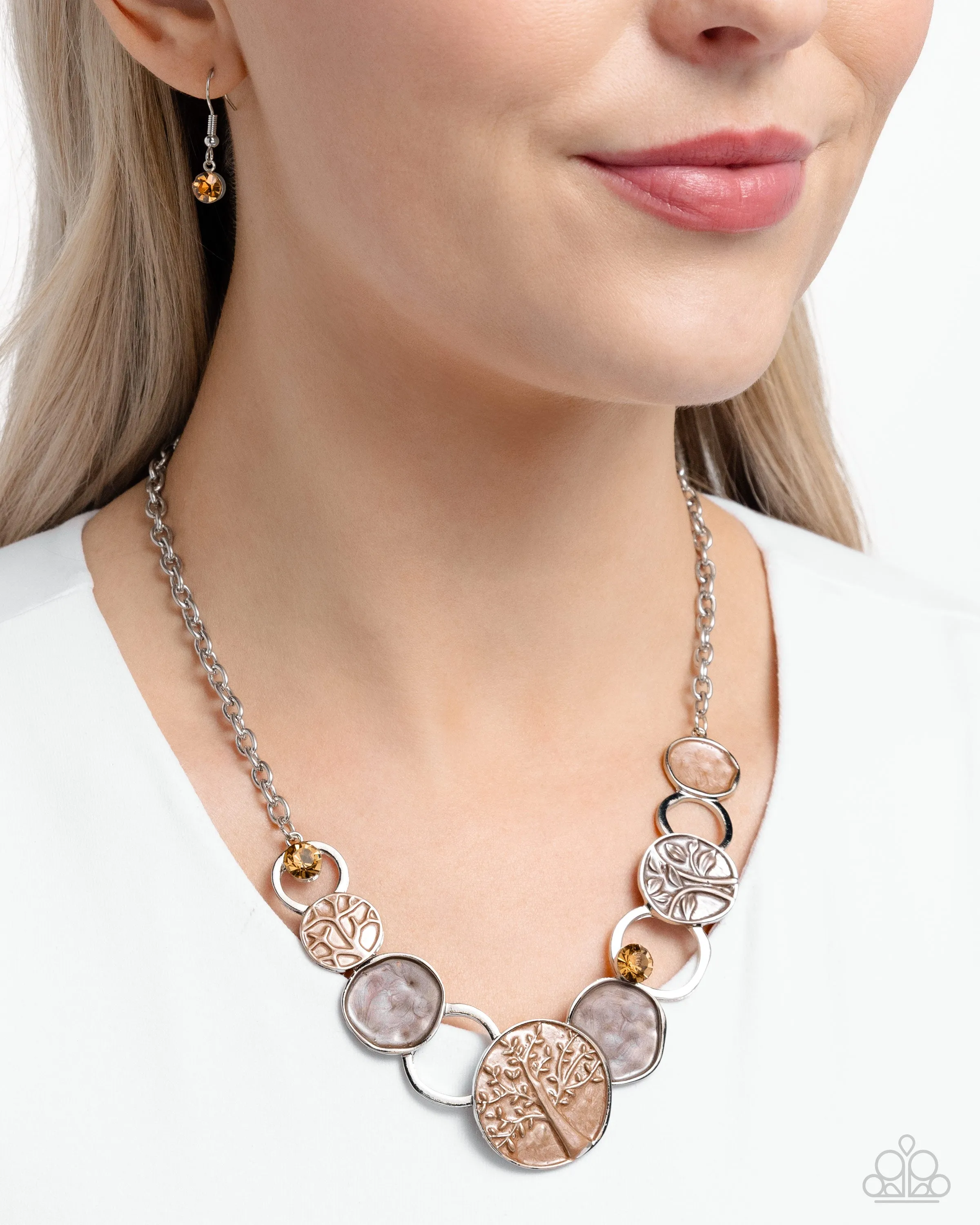 Paparazzi Forest Fling Brown Necklace & Earring Set