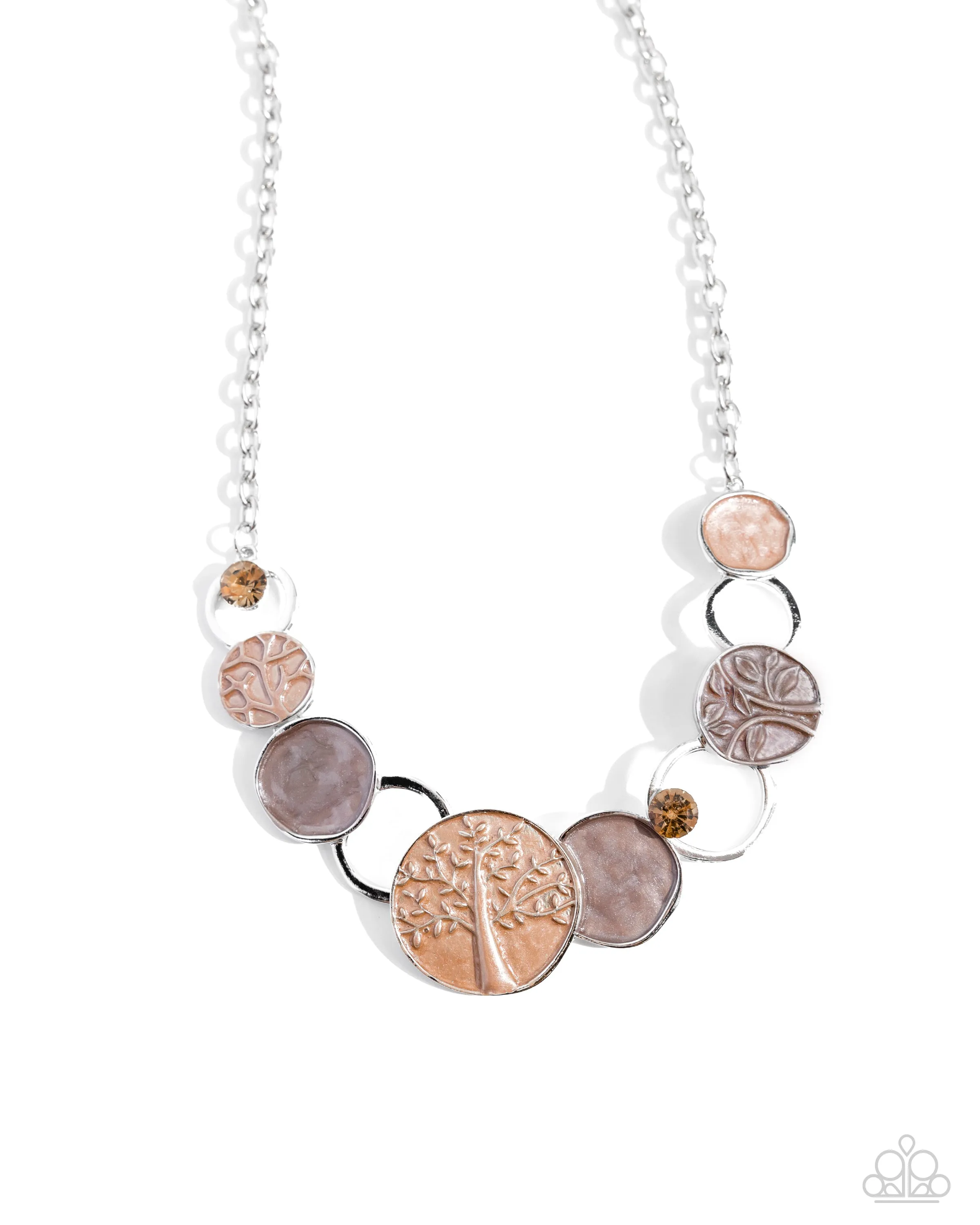 Paparazzi Forest Fling Brown Necklace & Earring Set