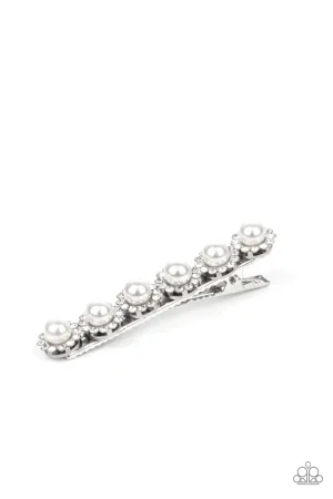 Paparazzi Polished Posh White Hairbow / Barrette - P7SS-WTXX-119XX