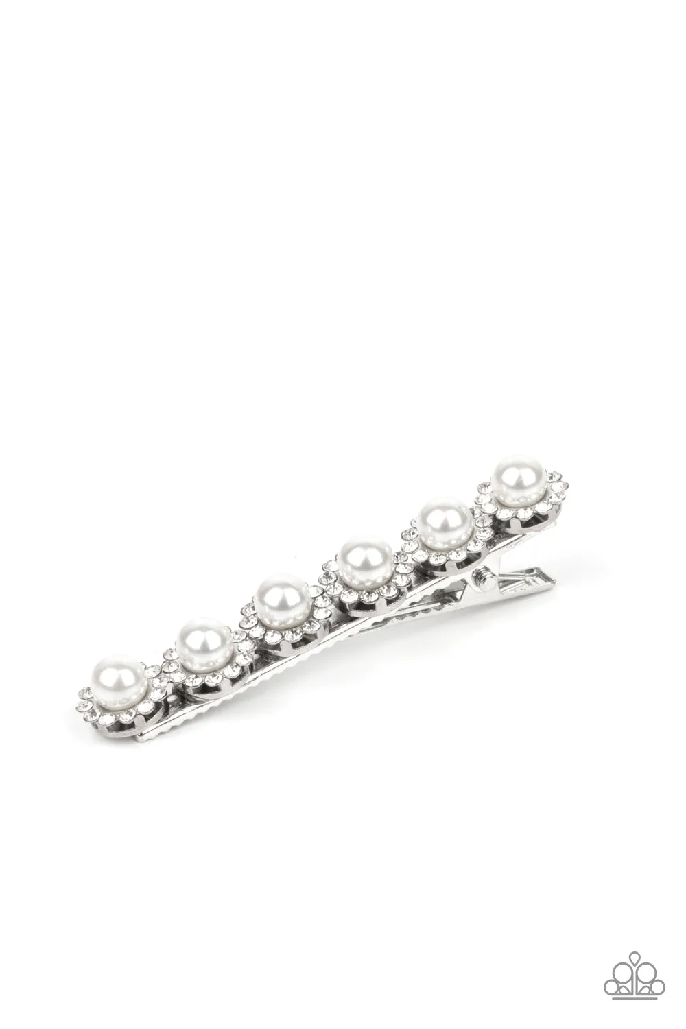 Paparazzi Polished Posh White Hairbow / Barrette - P7SS-WTXX-119XX