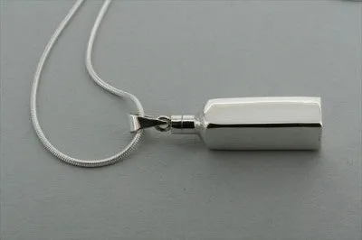 Perfume bottle pendant - rec on 70cm snake chain - sterling silver