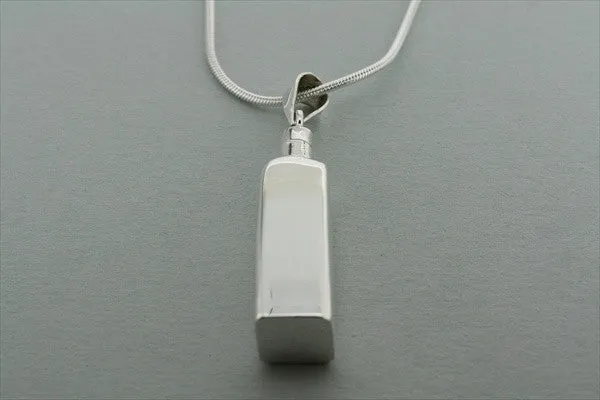 Perfume bottle pendant - rec on 70cm snake chain - sterling silver