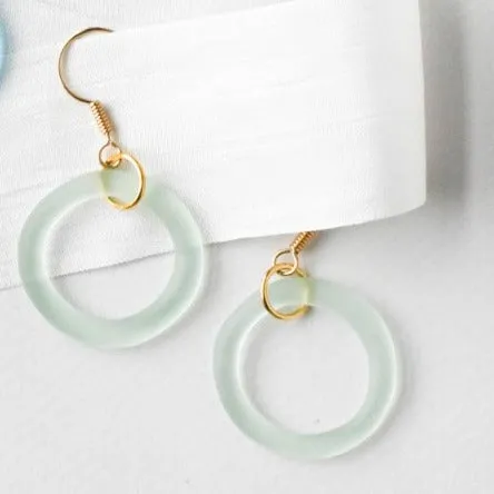 Periwinkle gold seaglass style simple earrings
