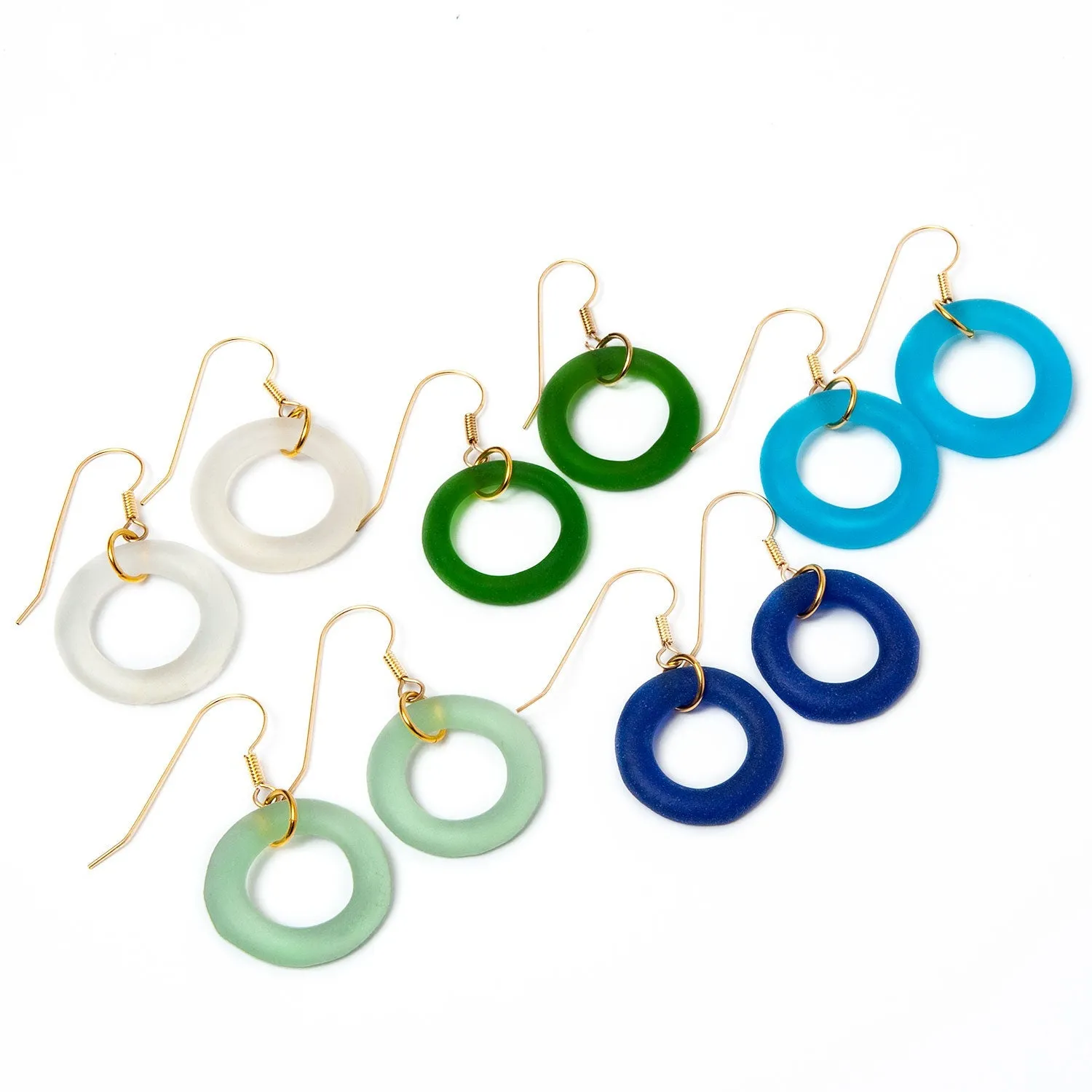 Periwinkle gold seaglass style simple earrings