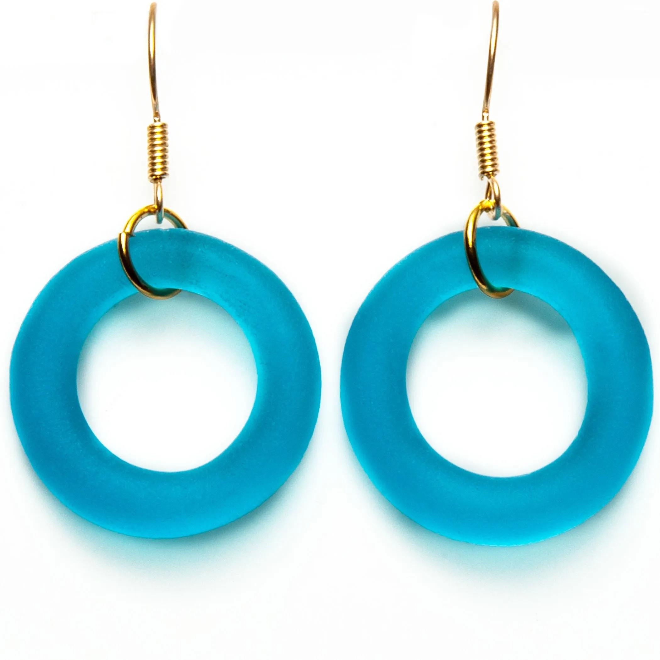 Periwinkle gold seaglass style simple earrings