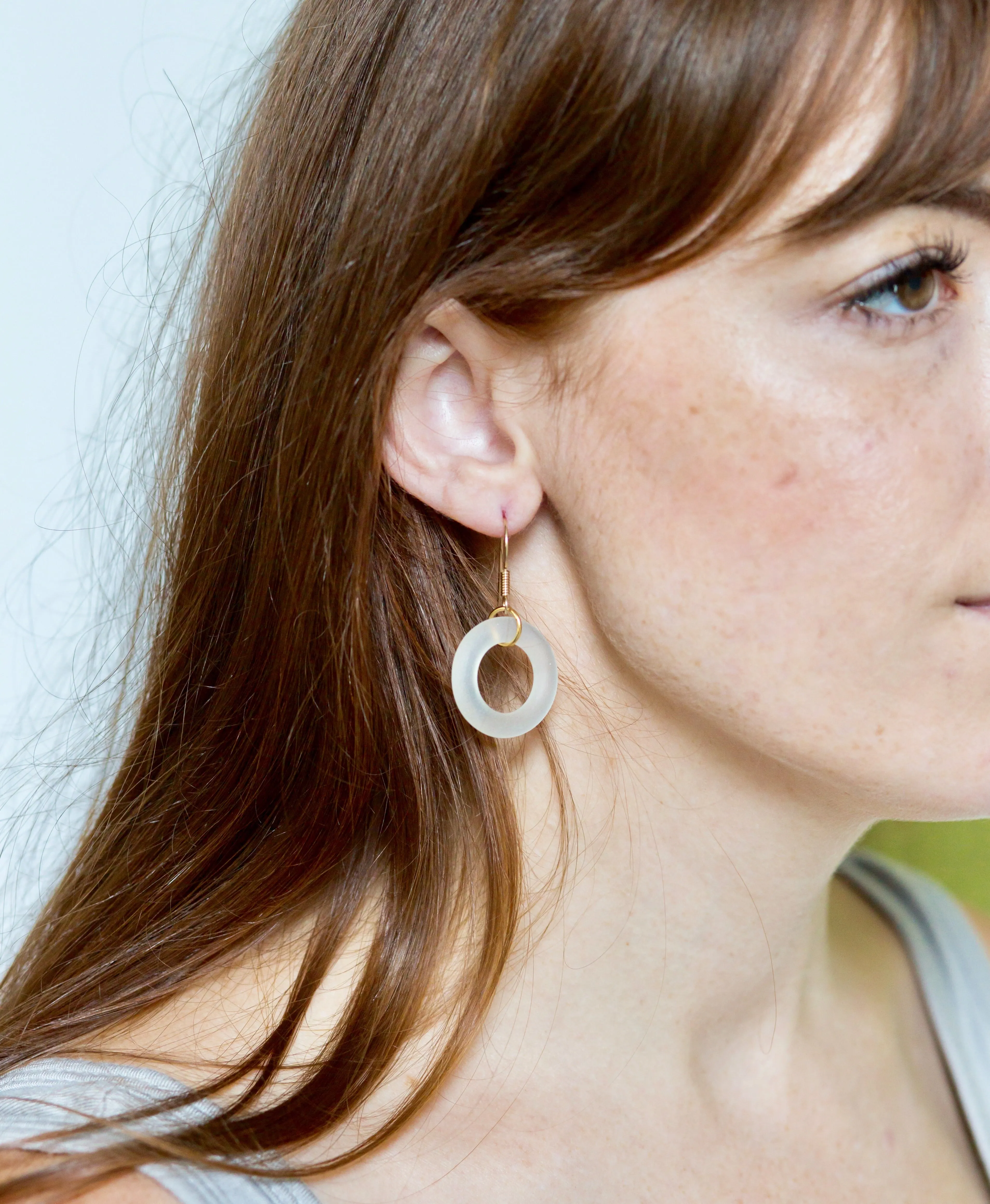 Periwinkle gold seaglass style simple earrings