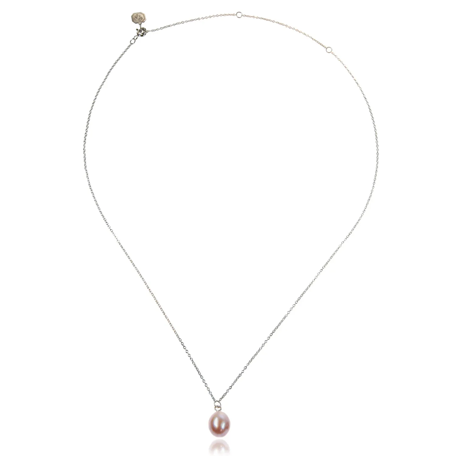 Pink Freshwater Pearl 'Simple' Silver Pendant