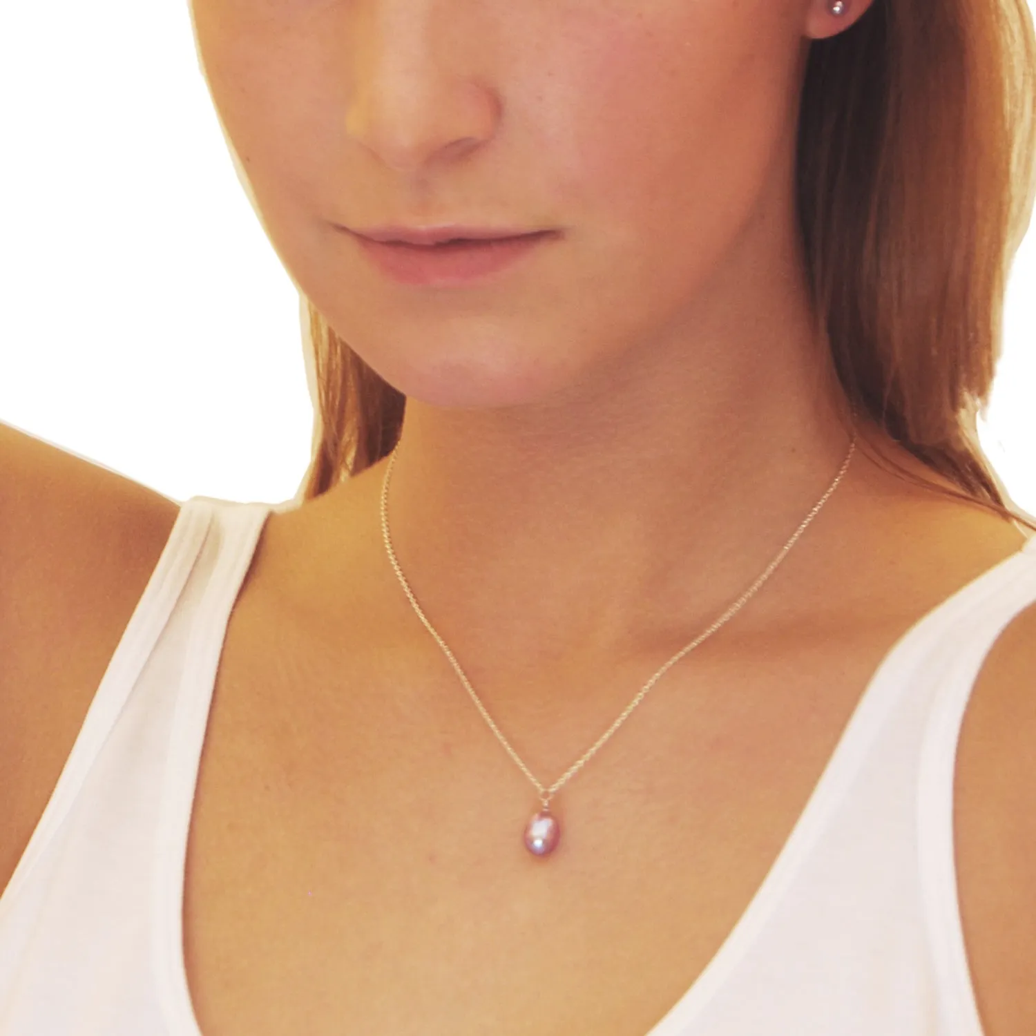 Pink Freshwater Pearl 'Simple' Silver Pendant