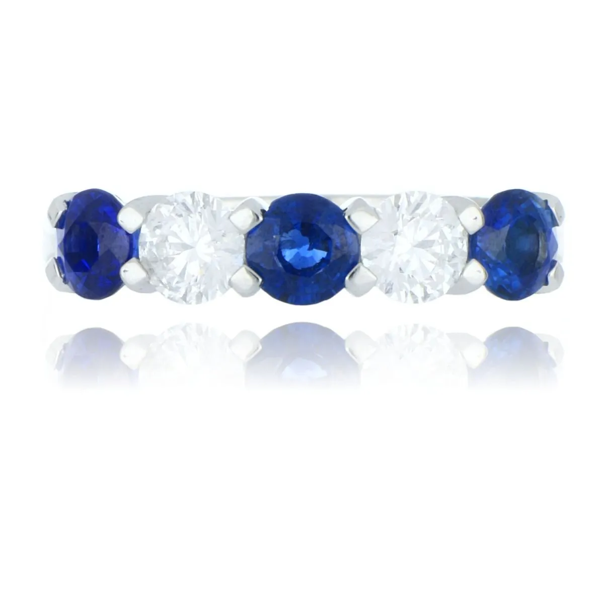 Platinum 1.25ct Sapphire And Diamond 5 Stone Ring