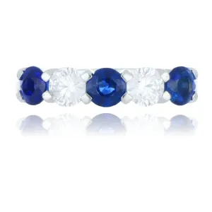 Platinum 1.25ct Sapphire And Diamond 5 Stone Ring