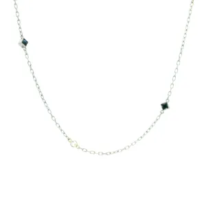Platinum Sapphire & Natural Diamond 16 inch Necklace