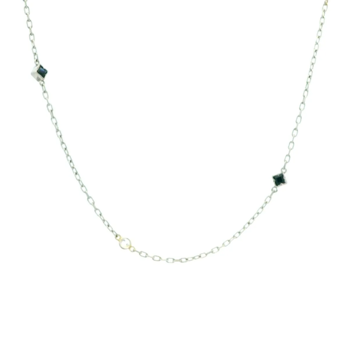 Platinum Sapphire & Natural Diamond 16 inch Necklace