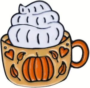 Pumpkin Cup Enamel Pin Cute Pumpkin Enamel Pins with Safety Backing Cartoon Pumpkin Cup Charms Accessories Pumpkin Stuff Gift Jewelry Backpack Lapel Brooches for Women