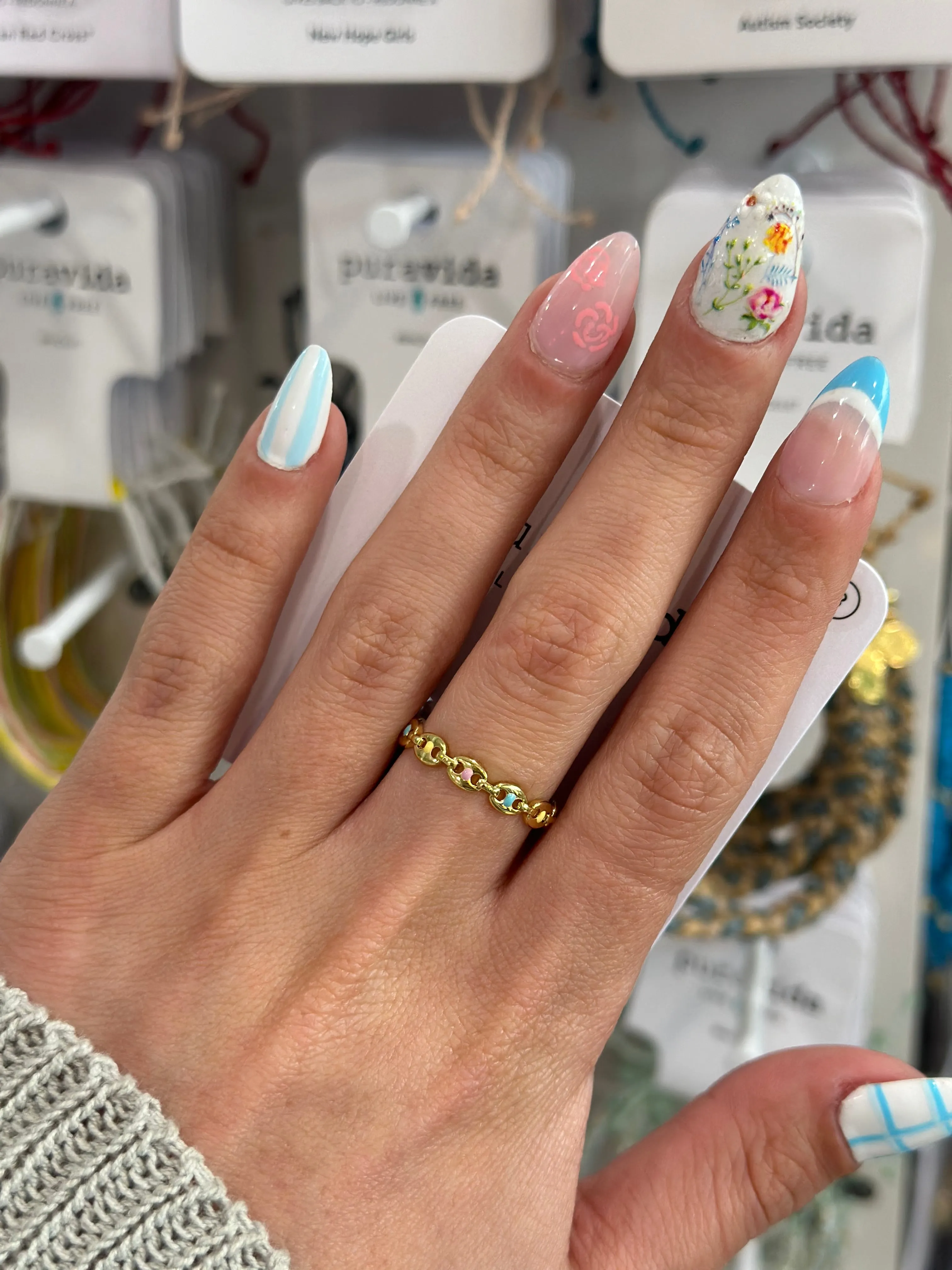 Pura Vida Enamel Mariner Chain Ring