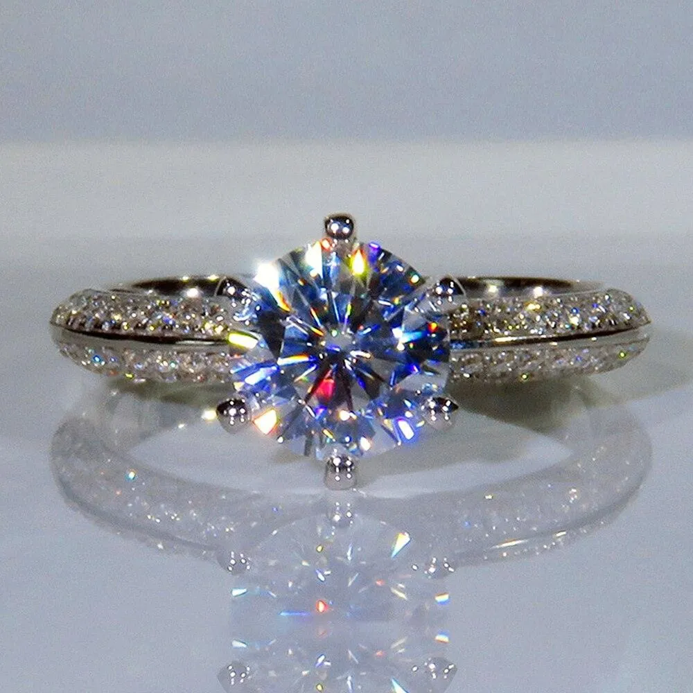 QUALITY RINGS New Arrival Luxury Round Cut AAA  CZ Diamonds Halo Solitaire Rings