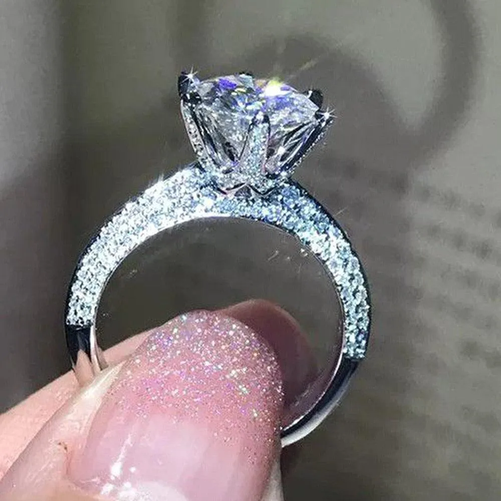 QUALITY RINGS New Arrival Luxury Round Cut AAA  CZ Diamonds Halo Solitaire Rings