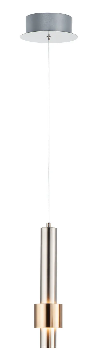 Reveal 1-Light LED Pendant in Satin Nickel & Satin Brass