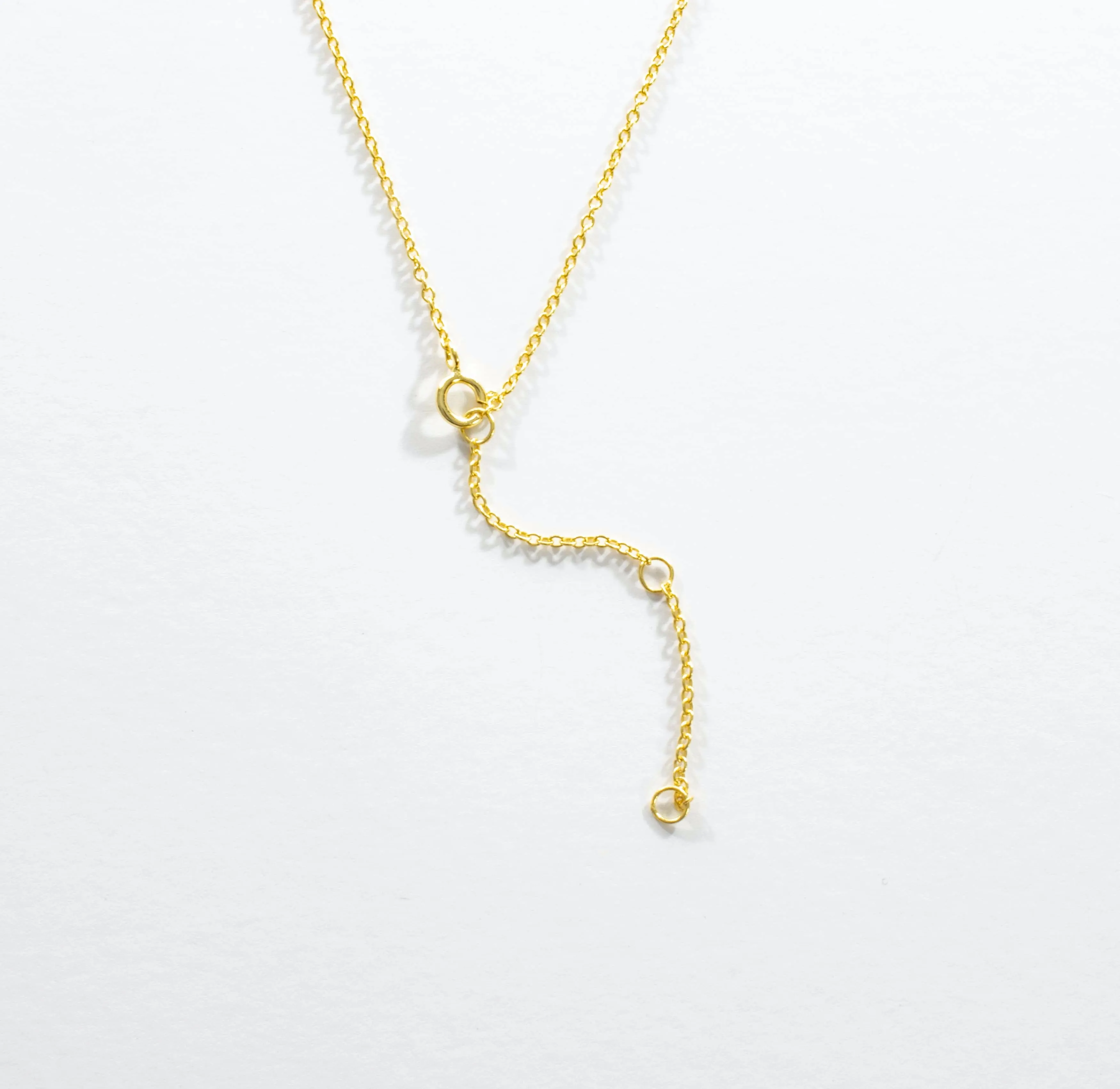 Rhombus CZ Lariat Necklace - Gold