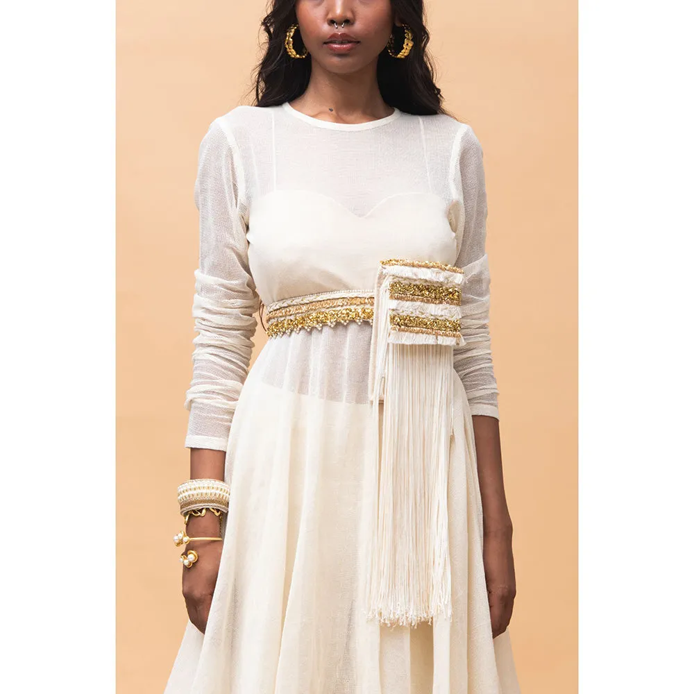 RISHI & VIBHUTI Stella Ivory Peplum & Pants (Set of 4)