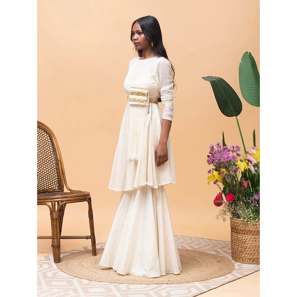 RISHI & VIBHUTI Stella Ivory Peplum & Pants (Set of 4)