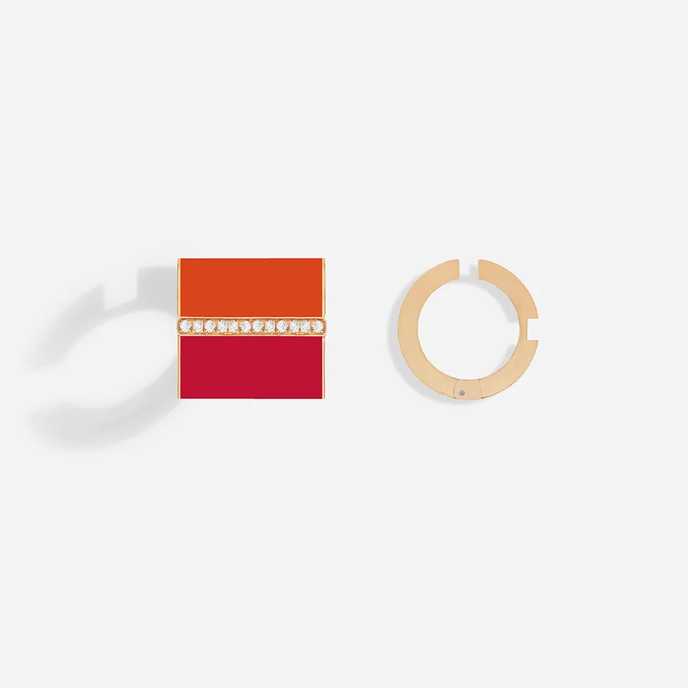 ROSE GOLD B16 ORANGE & RED LACQUER EAR CUFFS