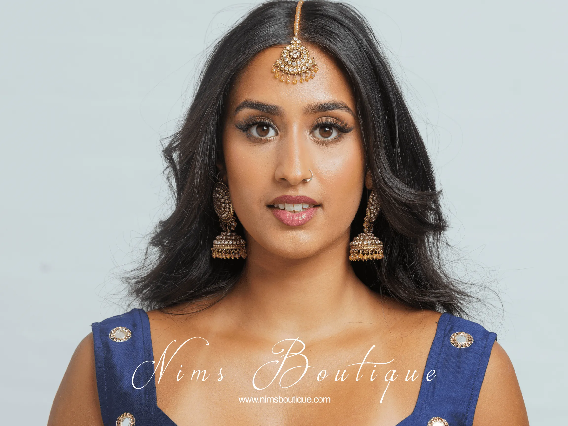 Royal Antique Gold & Clear Stone Tikka Set