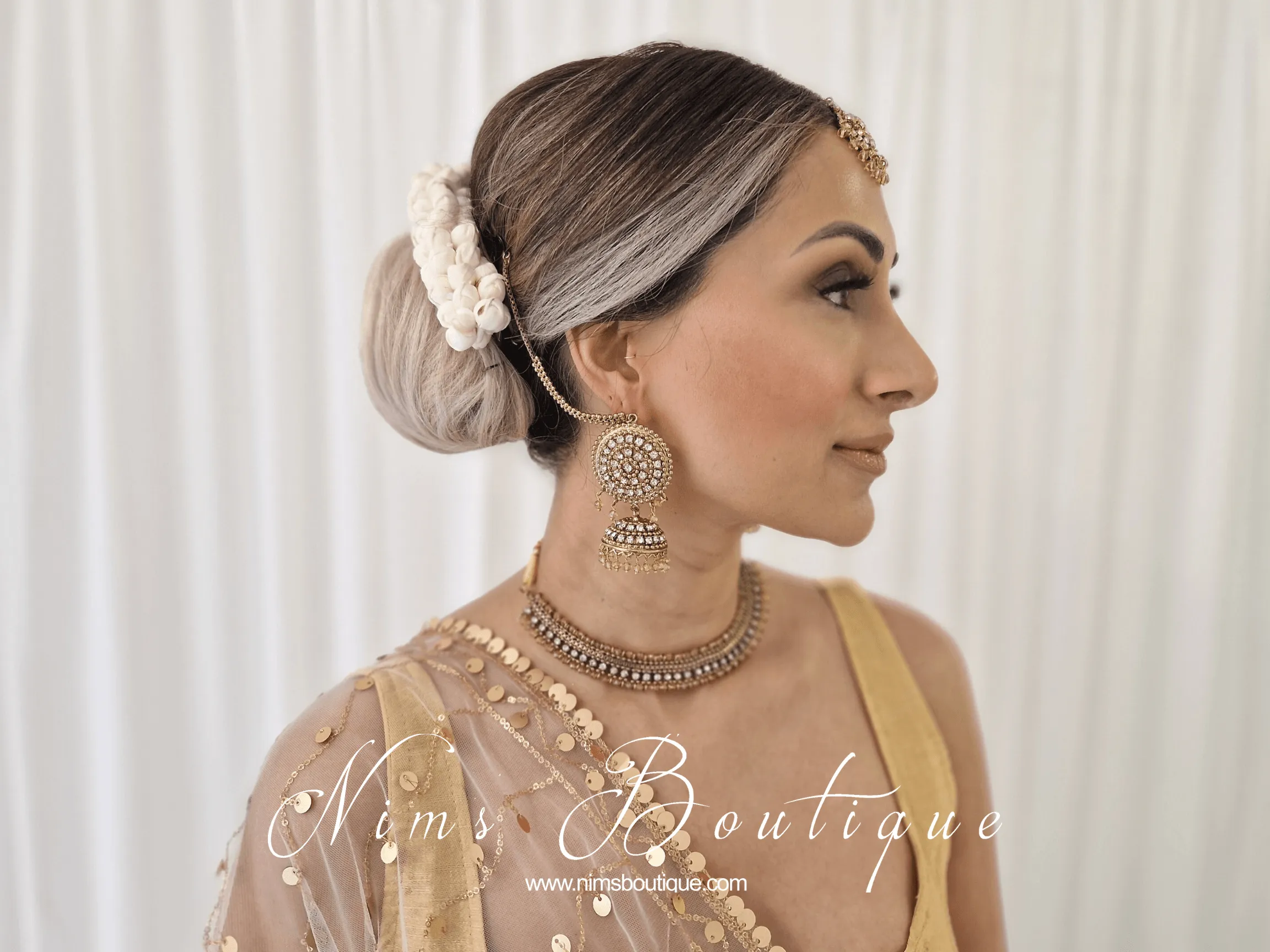 Royal Antique Gold & Clear Stone Tikka Set